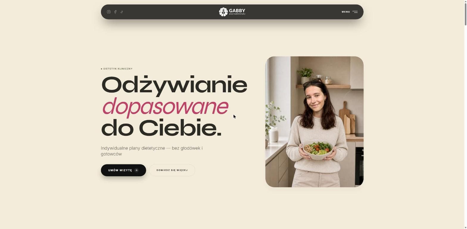 Strona główna Gabrieli Mosior z ofertą psychodietetyczną i formularzem kontaktu